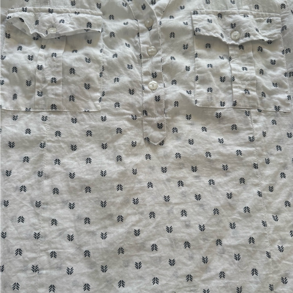 Eden & Olivia Coastal Navy Micro Print Cotton Blouse Large 🌸 - Picture 2 of 7